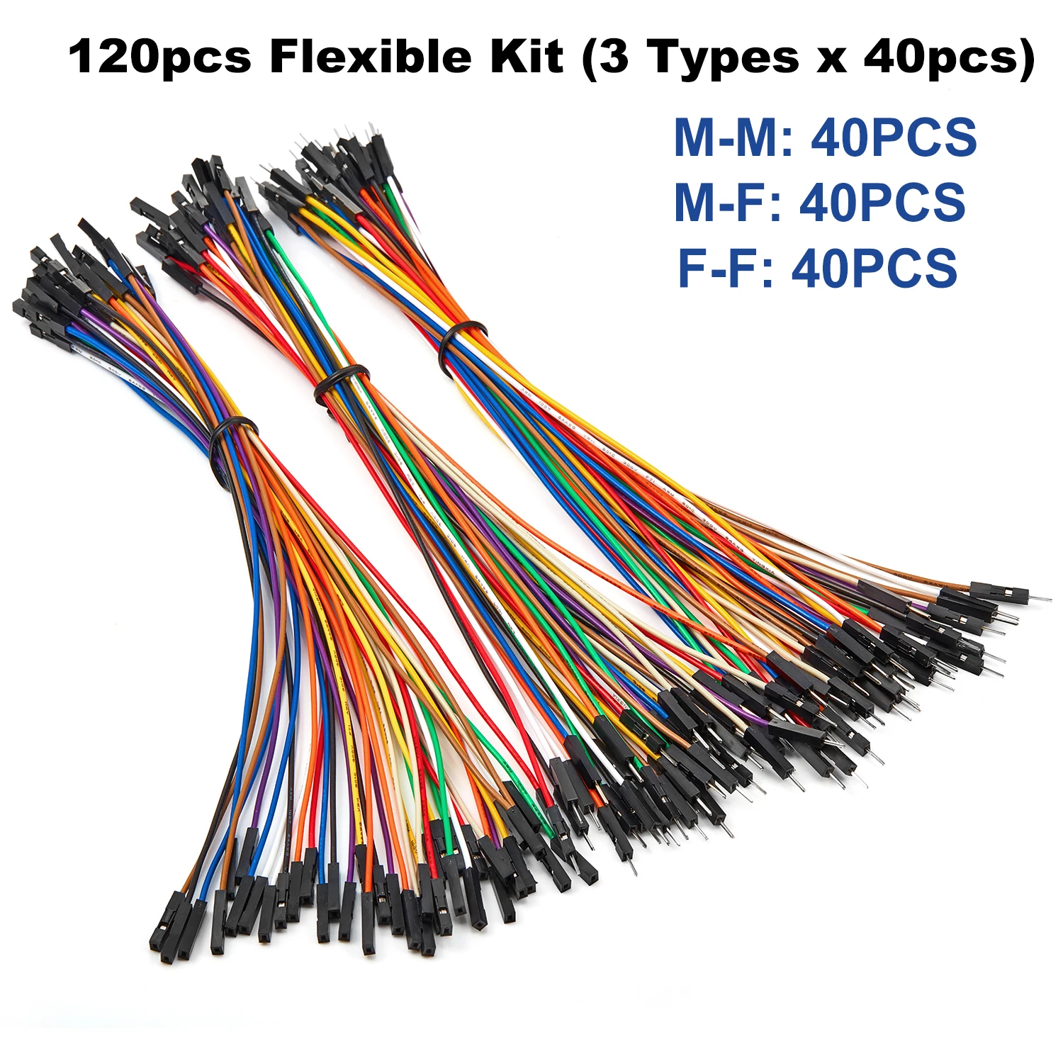 40–120 Stück 10 cm 20 cm 30 cm Dupont-Kabel, Überbrückungsdraht-Set, männlich, weiblich, 24 AWG, Kupfer-Langband-Stecker-Set für DIY-Steckbrett