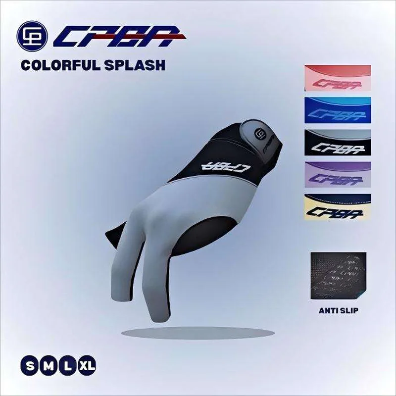 

Premium Quality High-end CPBA Colorful Splash Series Billiard Glove Varied Color & Size for Select,3 Fingers Tips Exposed