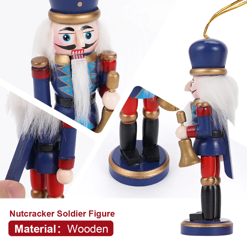 Mini ornement de casse-noisette en bois, figurine de soldat, pendentif d'arbre de Noël, décoration de table de bureau, cadeaux intensifiés pour les amis et les enfants, 9 pièces