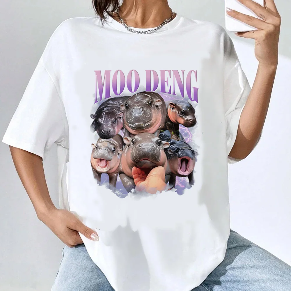 Moo Deng tshirt female harajuku  Pop Culture Digital Trendy Retro t-shirt aesthetic graphic anime korean clothes Digital 2000s