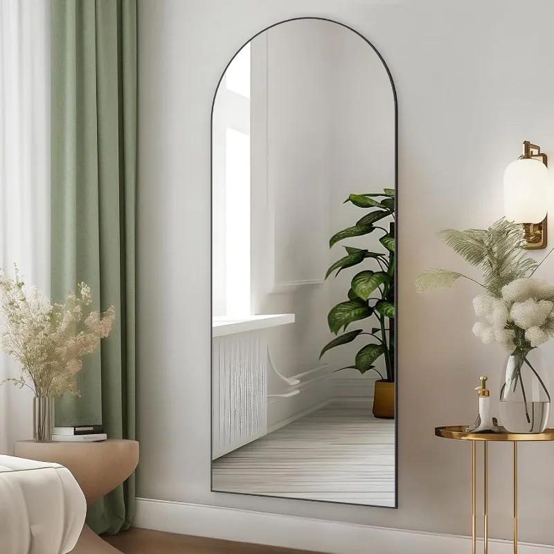 Arched Full Length Mirror 65" × 24", Floor Big Standing Mirror, Against Wall for Bedroom,Dressing and Wall-Mounted Thin