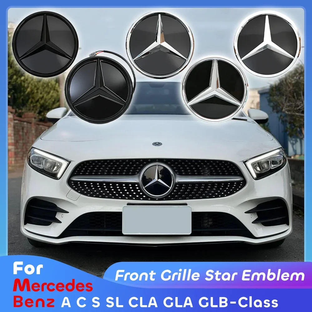 

Front Grille Star Badge 3D OE Style Emblem Chrome Silver For Mercedes Benz W205 W177 W217 R231 W118 C257 H247 X247 GLB200 GLB250