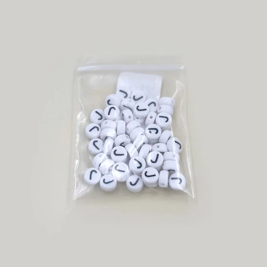 50pcs 7mm Loose Letter Beads For Jewelry Making Acrylic 26 Letter Black On White DIY Crafts Necklace Bracelet Pendant Wholesale