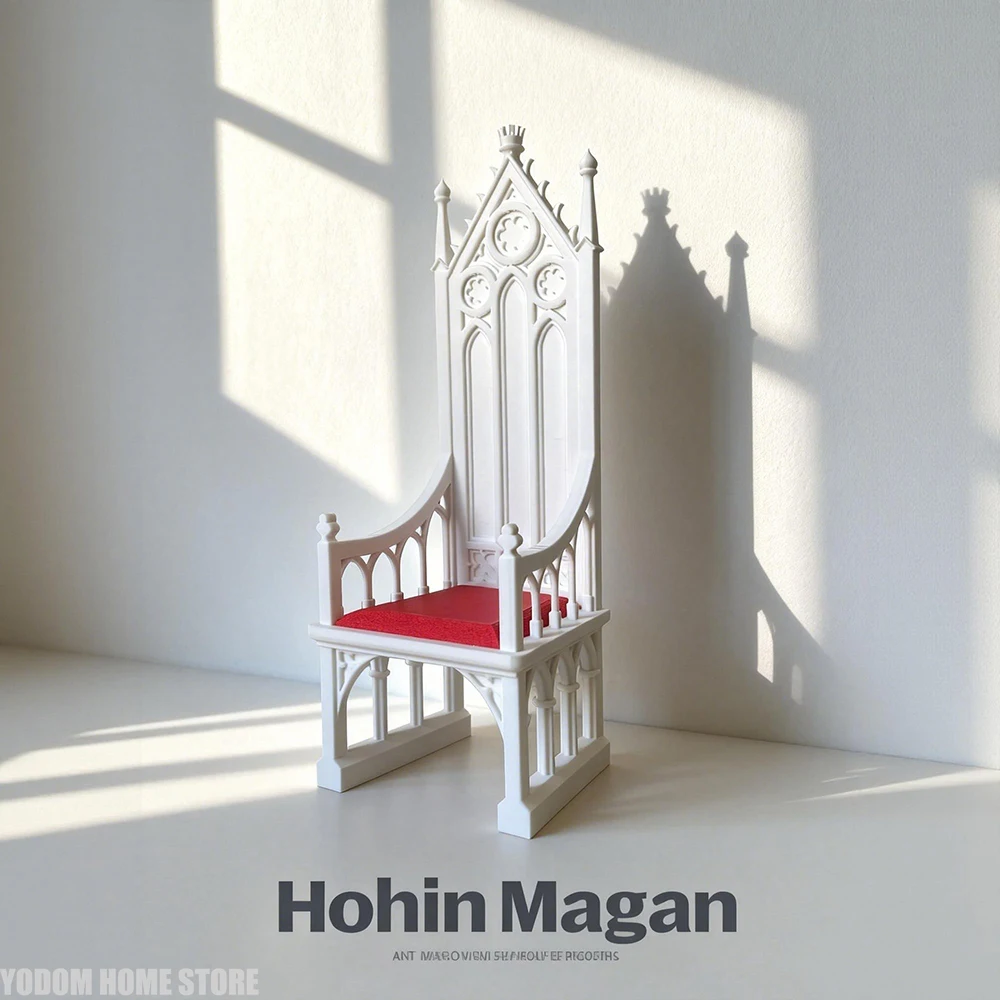 3d Printed Gothic Style Throne Skeleton Design Chair for Home Accessories Bjd Doll Decoration 1/18 1/12