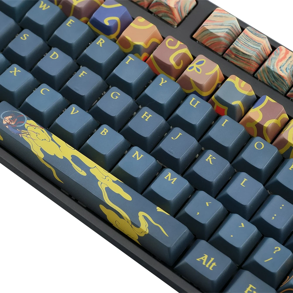 Imagem -04 - Tintura-sublimação Pbt Keycaps para Teclado Mecânico Interruptor mx Npkc 129 Teclas Dunhuang Cherry Keycaps Perfil