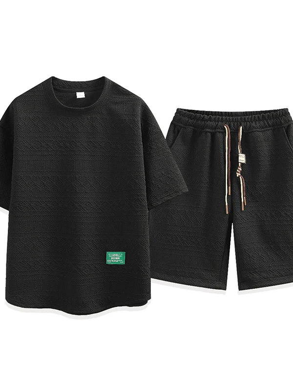 

Летний комплект из ледяного шелка 2025: мужские повседневные спортивные брюки из полиэстера и спандекса для молодежи