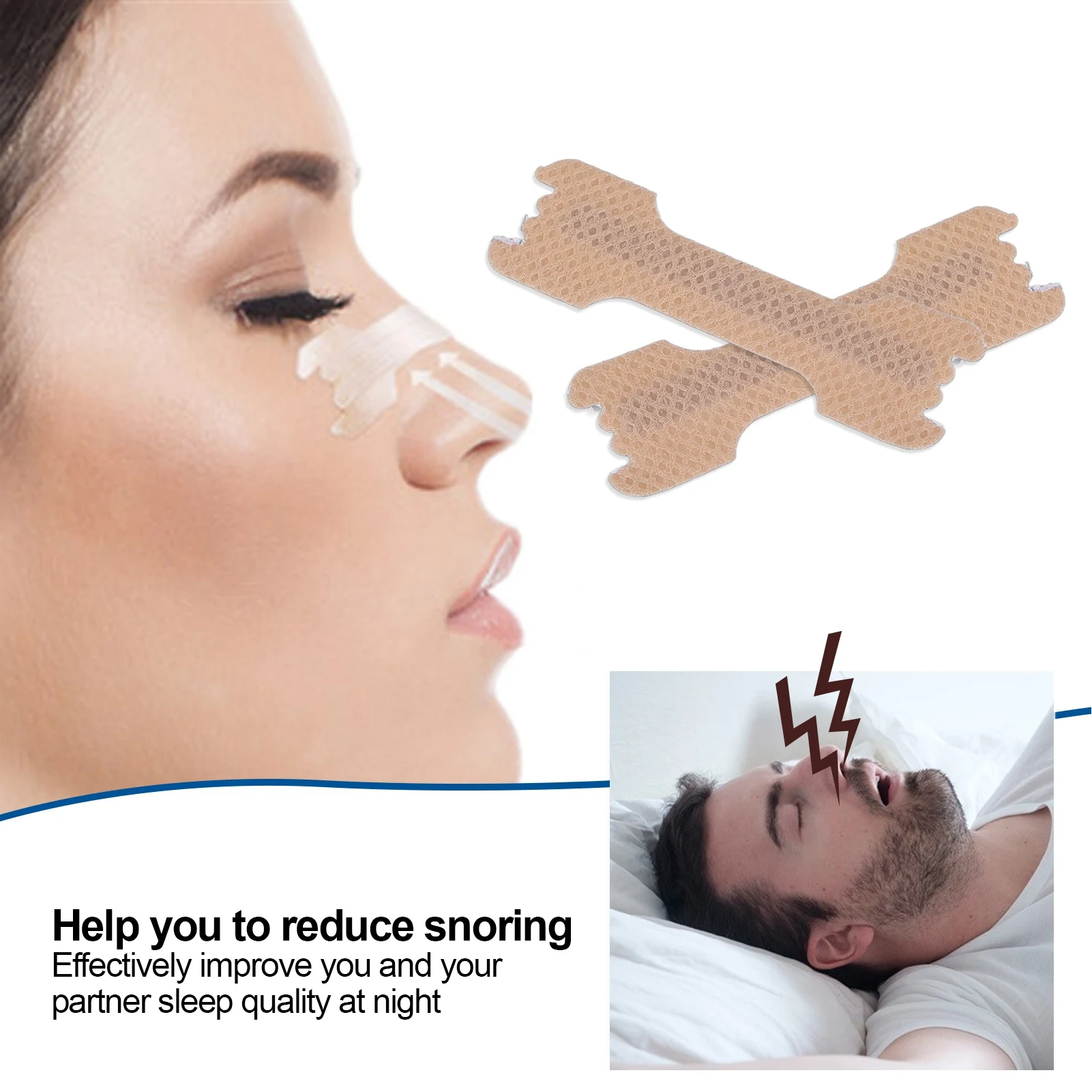 50pcs Nasal Strips Reduce Snoring Improve Sleep Promote Smoothly Breathing Nose Sticker Patches Nasal Strips Snoring Nose Strips