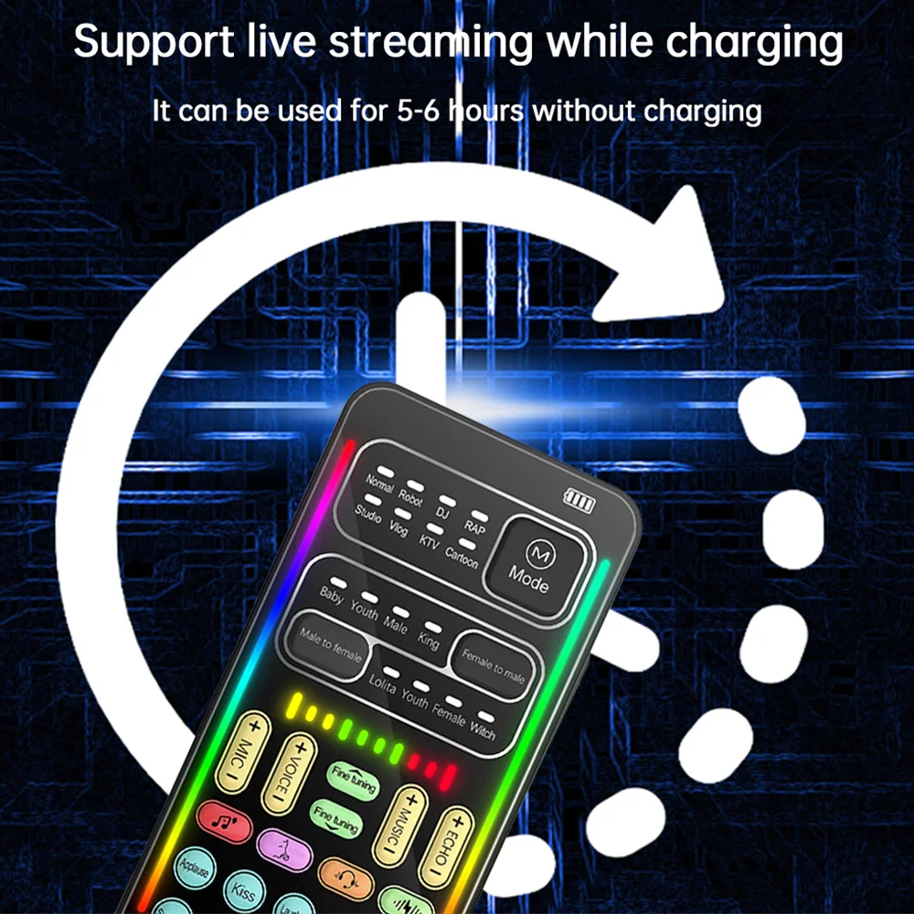 I9 مغير الصوت تأثير صوتي متعدد متوافق مع البلوتوث بطاقات الصوت الحية رقيقة جدا المحمولة لتسجيل مرساة الألعاب PC #2