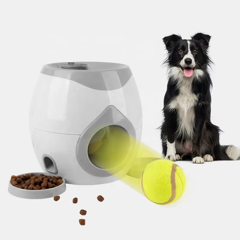 Hot Selling 2 in 1 Dog Tennis Launcher and Food Treat Dispenser Interactive Educational Dog Training Toy