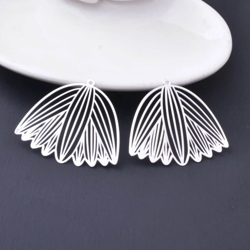 6pcs brass Fan-shape charm leaves Pendant DIY Jewerly Making Accesories