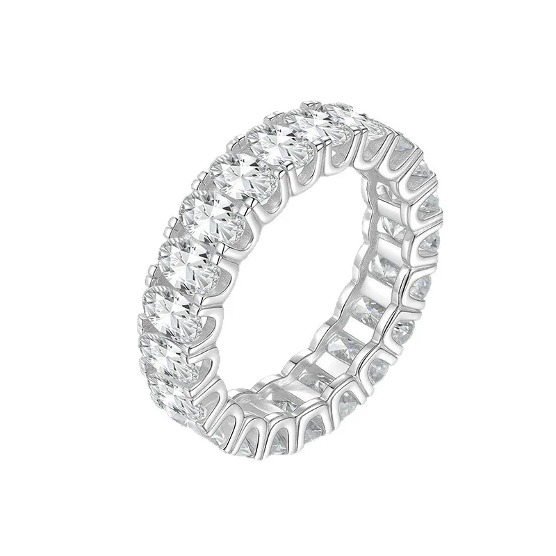 All Moissanite Oval 3*5mm GRA D VVS1 S925 Silver Stackable Ring Engagement Wedding Luxury Jewelry For Luxury Men And Women
