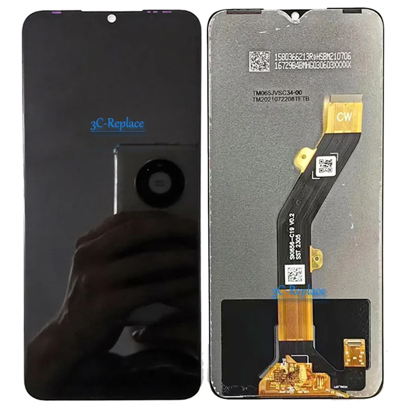 أسود 6.6 بوصة لـ Tecno Pop 7 Pop7 BF6 BF7 شاشة LCD تعمل باللمس محول الأرقام الجمعية استبدال/مع الإطار