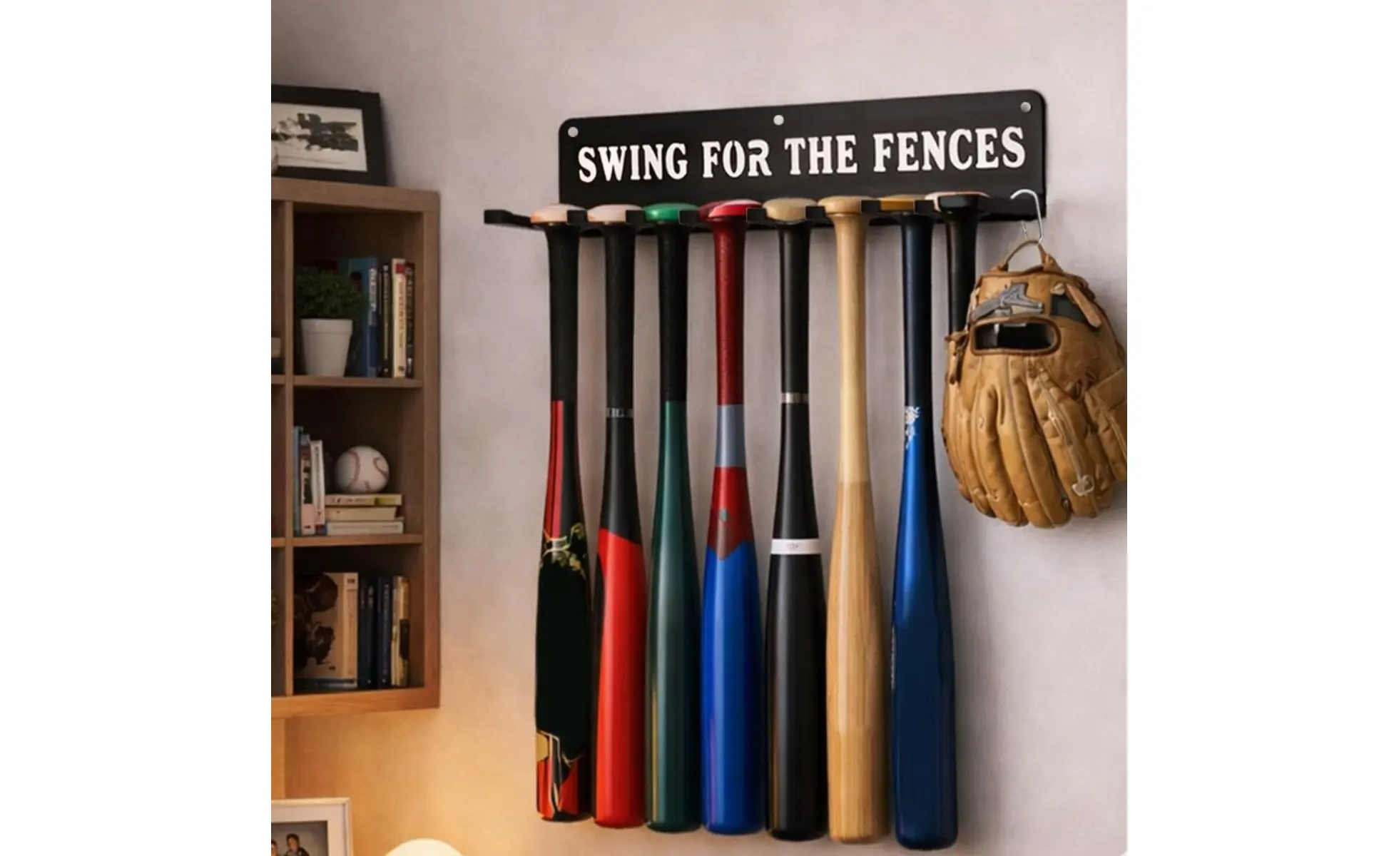 14 Bats 14 Sports Equipment Storage Rack Carabiner Hook Wall Mount Sports Equipment Rack Metal Construction Space Saving