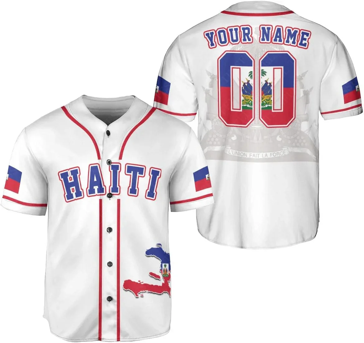 Custom Name Country Flag Haiti Tattoo Vintage Unisex Retro Baseball Jersey Shirts 3DPrint Summer Pullover Funny Short Sleeves A1