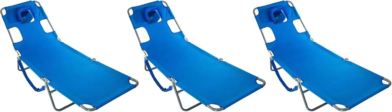 

Comfort Lounger Face Down Sunbathing Chaise Lounge Beach Chair (3 Pack)