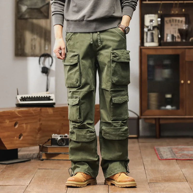 

New Men's American Retro Casual Pants Outdoor Multi-pocket Overalls Men's