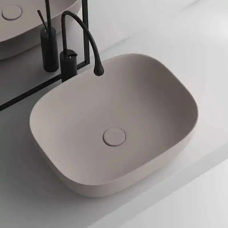

Modern Ceramic Bathroom Sinks for Kitchen Oval Deepened Matte Basin Light Luxury Khaki Easy To Clean Design Sink for Courtyard