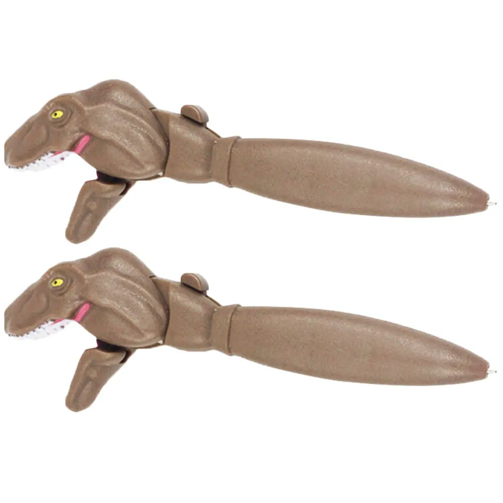 2Pcs Dinosaur Shape Ballpoint Pen Three-Color Multi-Function Portable Pen Lightweight Convenient Writing Stationery