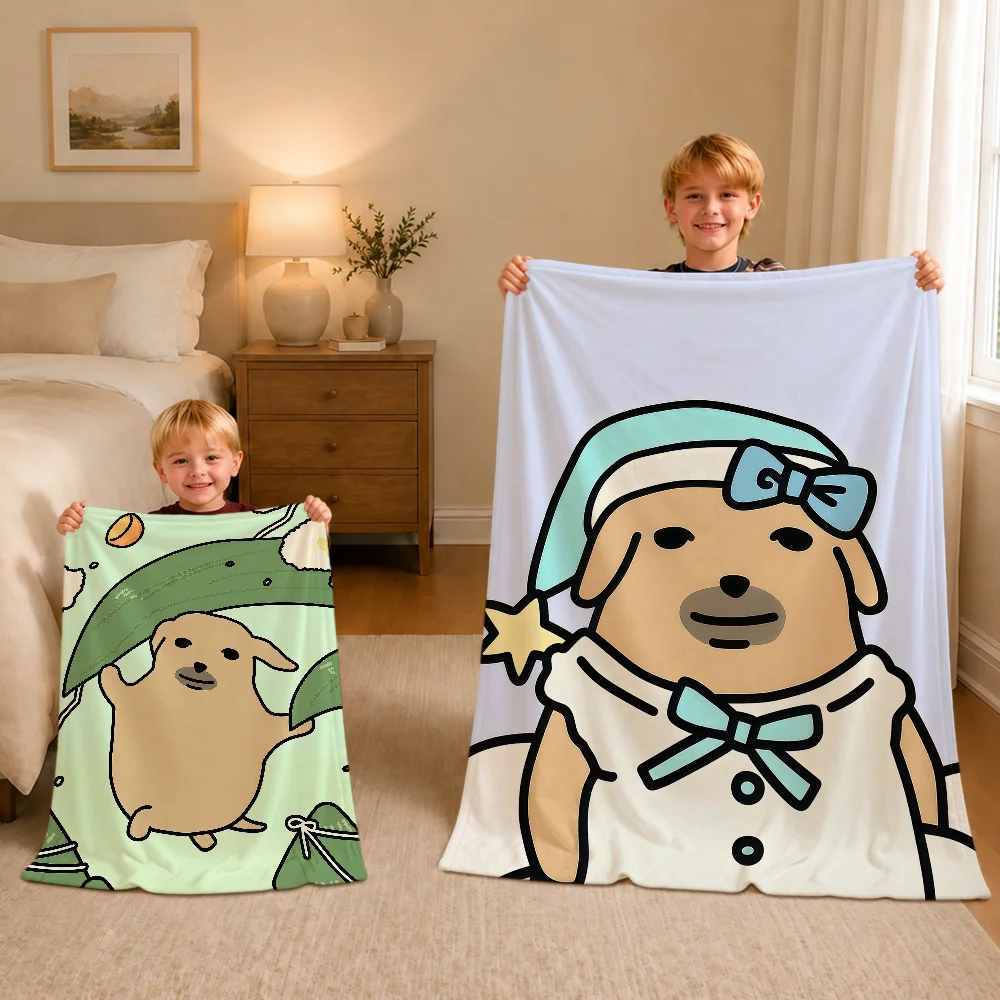 Cute Fun Anime Meme N-nudaeng Dog Warm Soft Plush Blanket For Sofa Living Room Nap Home Bedroom Travel Gift Flannel Pet Hogar