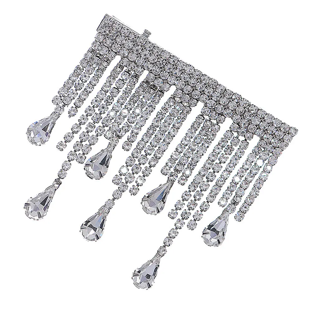 

1Pcs Rhinestone Tassel Hair Clip Exquisite Retro Barrette Shiny Hairpin for Women Wedding Banquet Party Headpiece