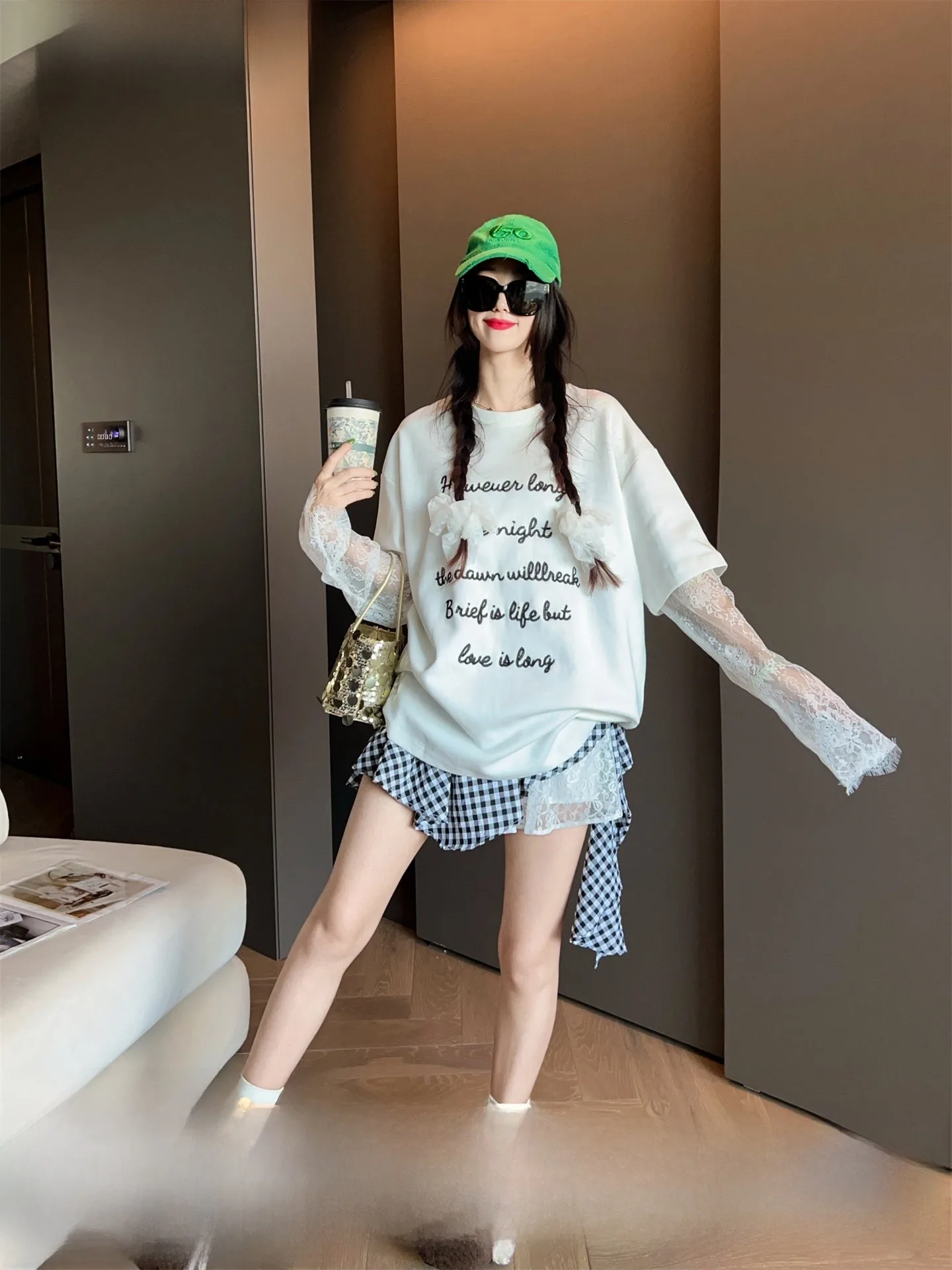 

Модный свободный длинный свитер-футболка женский, осень 2025, новинка, повседневный, универсальный топ из хлопковой ткани, стандартный крой