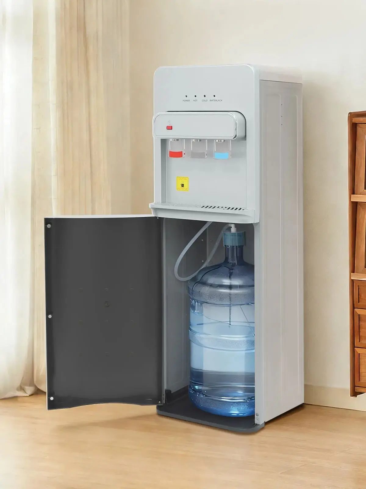 Waterdispenser met bodemvulling, warm, koud en kamertemperatuur, 3 kranen, vrijstaand met kinderbeveiliging voor gezinnen en kantoor gebruik. - afbeelding 2