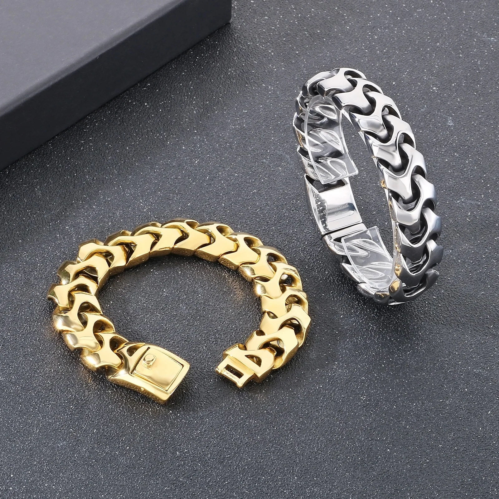 Fongten Fongten Retro Twisted Braid Men Bracelet Silver Color Stainless Steel Wristband Bangle Bracelets For Men Jewelry ﻿