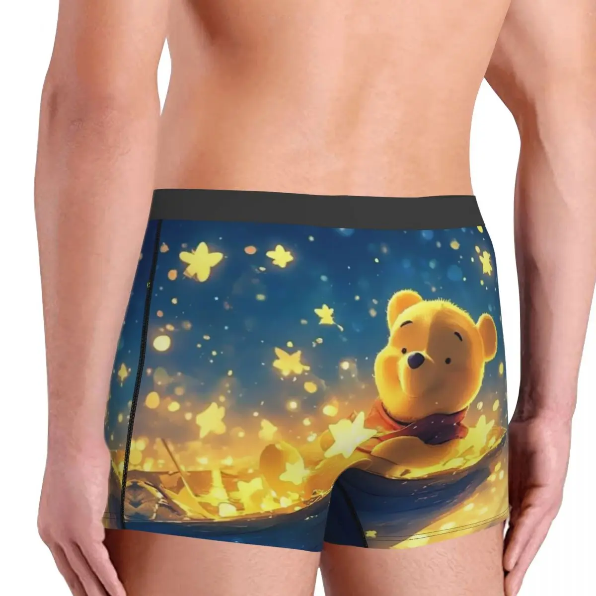 Ropa interior personalizada con estampado clásico de Winnie Pooh, calzoncillos tipo bóxer con estampado de oso amarillo para hombre, calzoncillos suaves