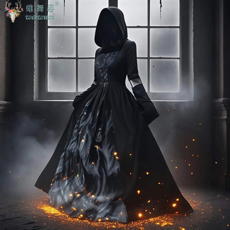 

Halloween Costume Adult Women Dark Witch Evil Cosplay Costume Makeup Ball Performance Costume Carnival Party Performance Outfit