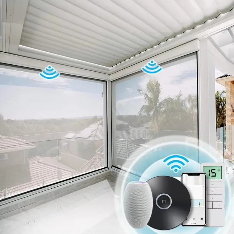 Smart Control Built-In Window Shade Windproof Blinds Black Color Breathable