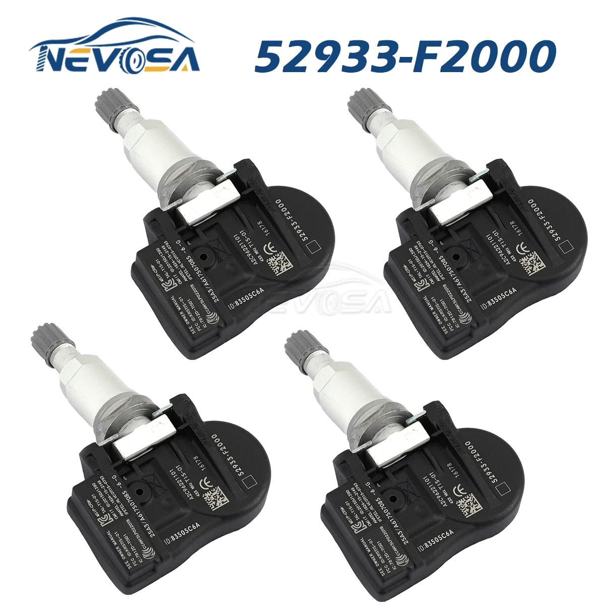 

NEVOSA 52933-F2000 TPMS Sensor For Hyundai Veloster Venue Elantra GT Kauai Kona Kia E-Niro Sorento Soul E-Soul 52933F2000 4PCS