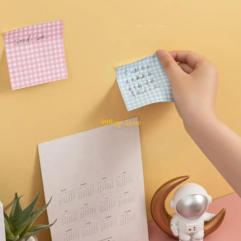 C90C 8 Pcs Adhesive Note Plaids Memos Pad Colorful Note Pad