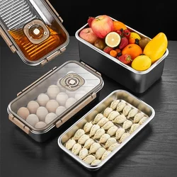 304 Stainless Steel Fresh-keeping Box Dumpling Egg Storage Box Refrigerator Quick Frozen Sealed Food Containers Kichen Organizer