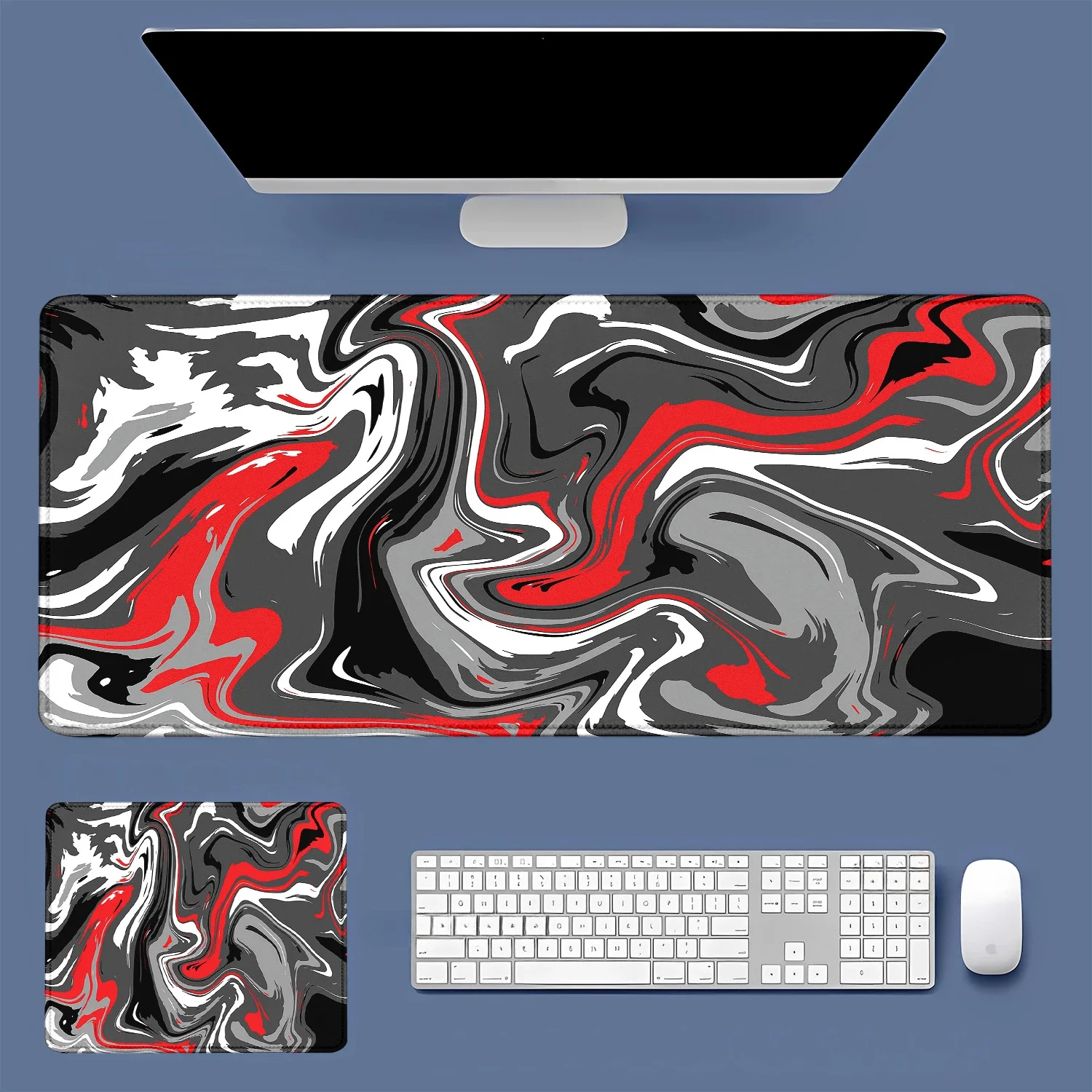 Blue Topographic Map Mouse Pad Gamer Computer Accessory Keyboard Table Mat Red Mousepad Company Gaming Laptop Desk Accessory Pc