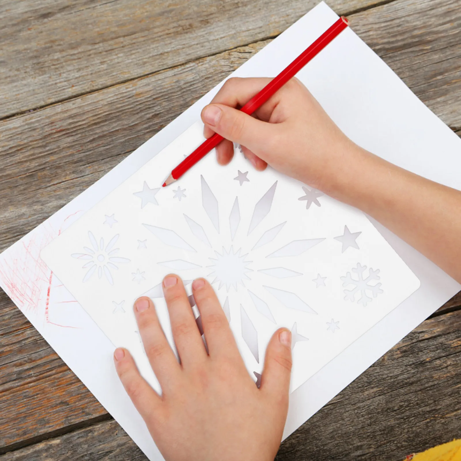 

6Pcs Unique Shape Stencils Snowflake Pattern Reusable Painting Templates for Teens DIY Craft Projects Greeting Cards Wall