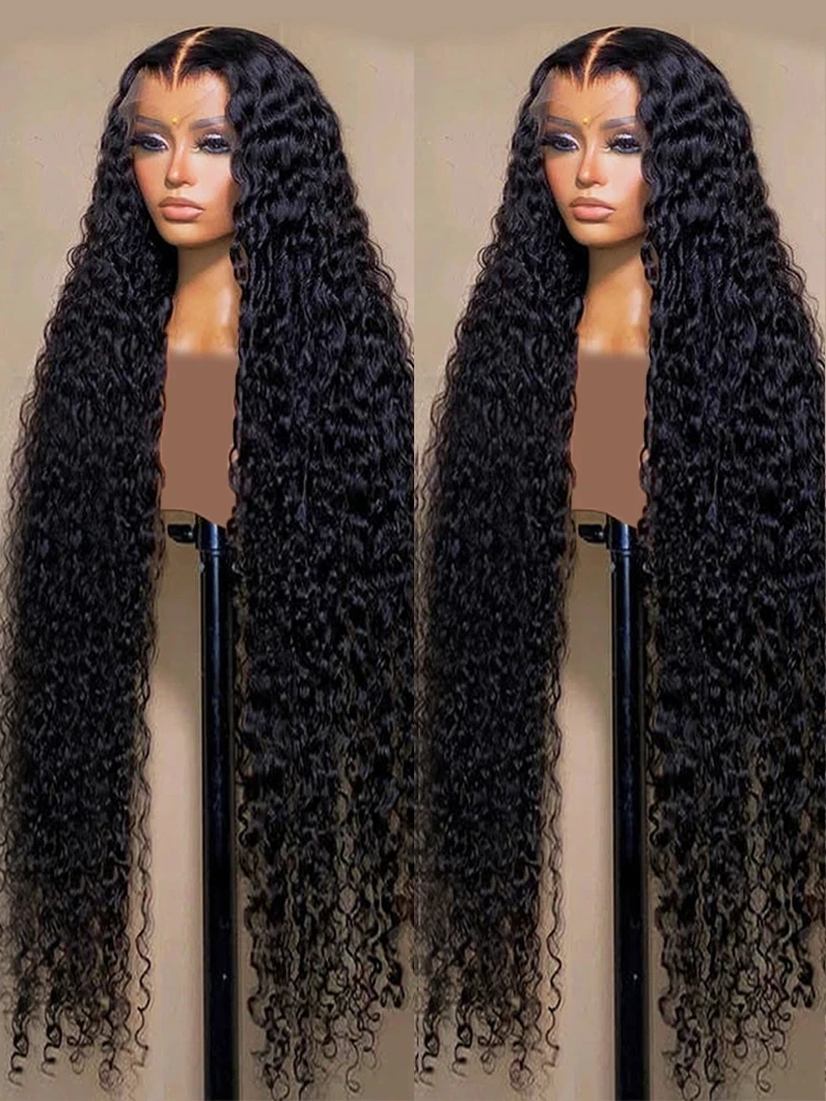 

HD Transparent Deep Wave Frontal Wig 13x4/13x6 Curly Lace Front Human Hair Wigs For Women Wet And Wavy Water 4x4 Closure Wig
