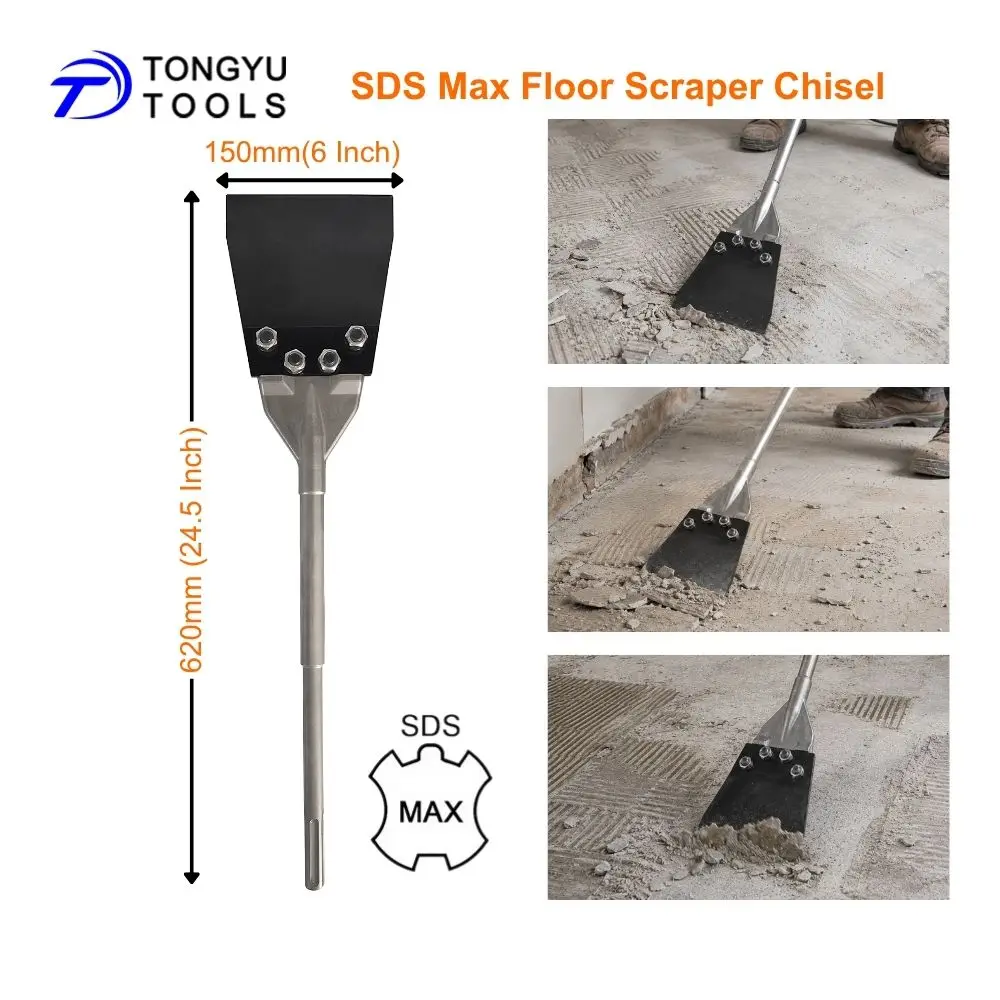 SDS Max Floor Scraper Chisel 150x620mm Wide Tile Removal Chisel for Thinset Mortar Adhesive Removal