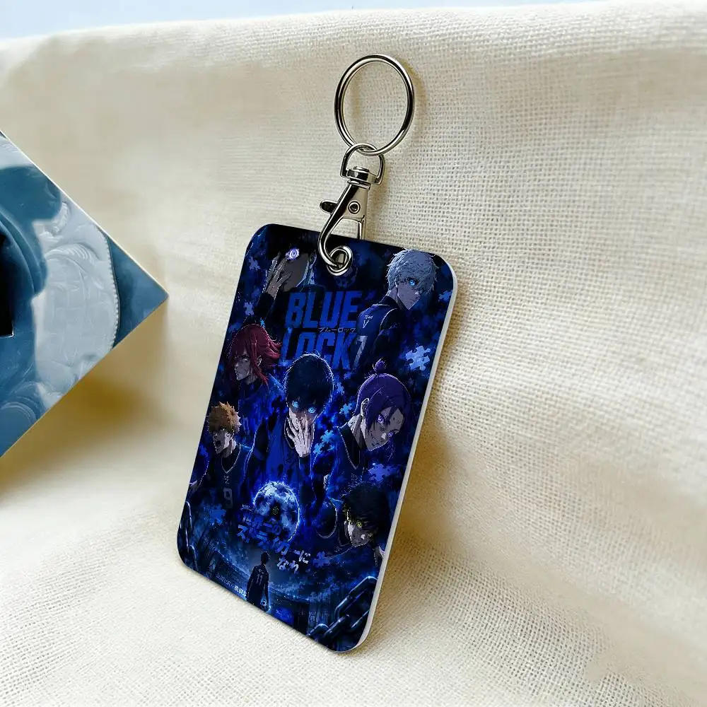 B-blue Lock Style PU Access Card Holder with Keychain - Executive Protection for Bank card,Subway, Bus Card case