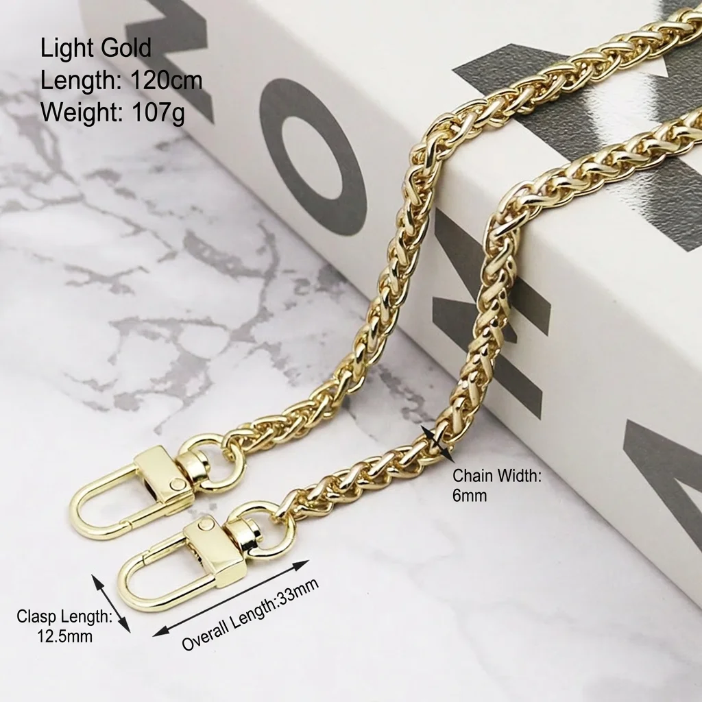 100/120cm Metal Chain Shoulder Strap Black/Rose Gold/Silver/Light Gold Color Bag Handles And Straps For Diy Women Bags Accessory