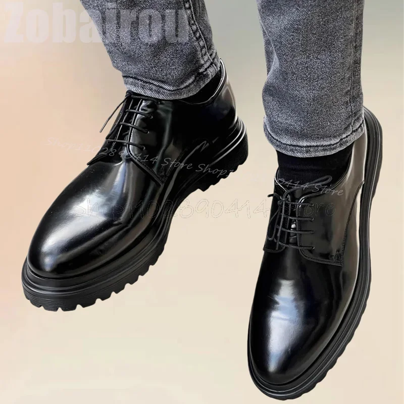 

Black Cross Tied Patent Leather Men Oxford Shoes Fashion Lace Up Men Shoes Luxury Handmade Party Banquet Office Men Dress Shoes