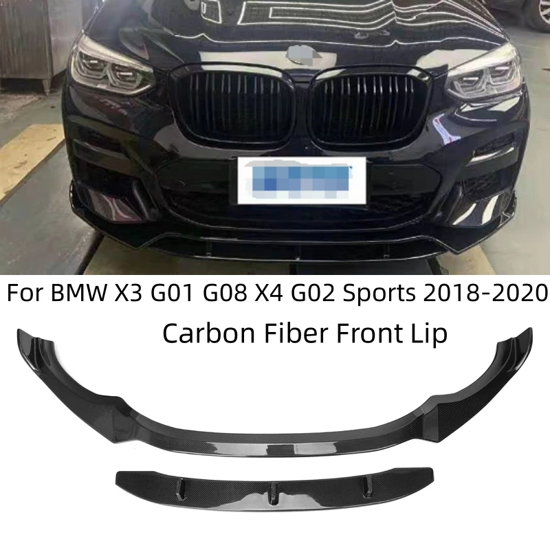 

Сплиттер для переднего бампера BMW X3 G01 X4 G02 G08, спойлер для губ, диффузор, защита корпуса, чехол 2018-2020 из углеродного волокна, черный блеск