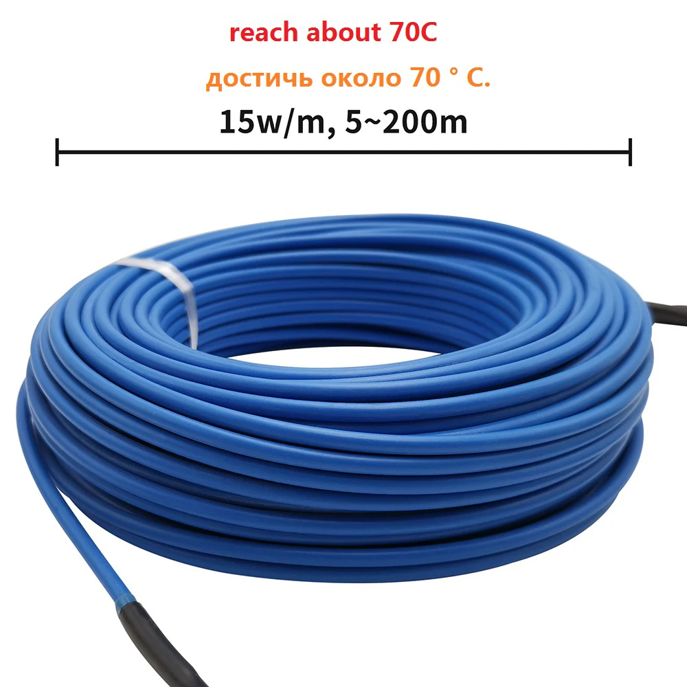 MINCO HEAT 15w/m 5 to 50m Warm Floor Wire Max 70C Snow Melting Twin-conductor Heating Cable with WiFi Thermostat Selection