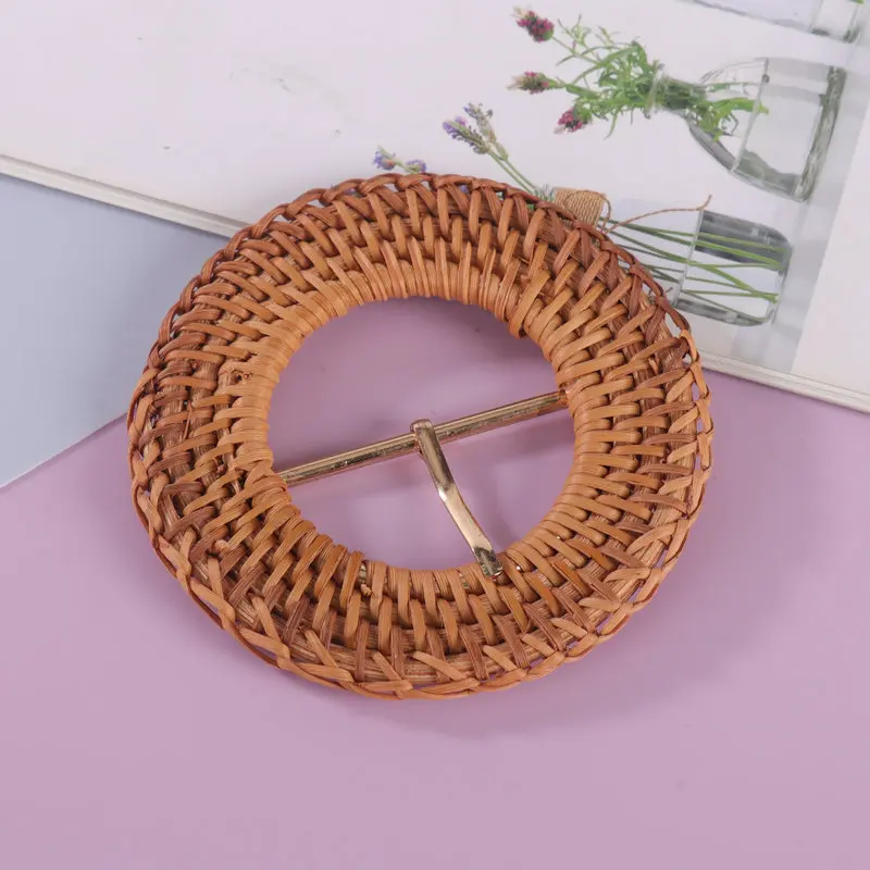 Vietname Bamboo Belt Buckle Handmade Rattan Production Hardware Straw Buckle Round Japanese Buckle DIY Clothing Accessories