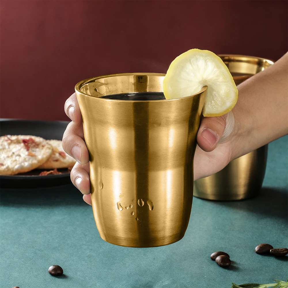 304 stainless steel cup, 260ml/8.8oz metal drinking cup, anti drop camping cup, suitable for storing milk, coffee, beer
