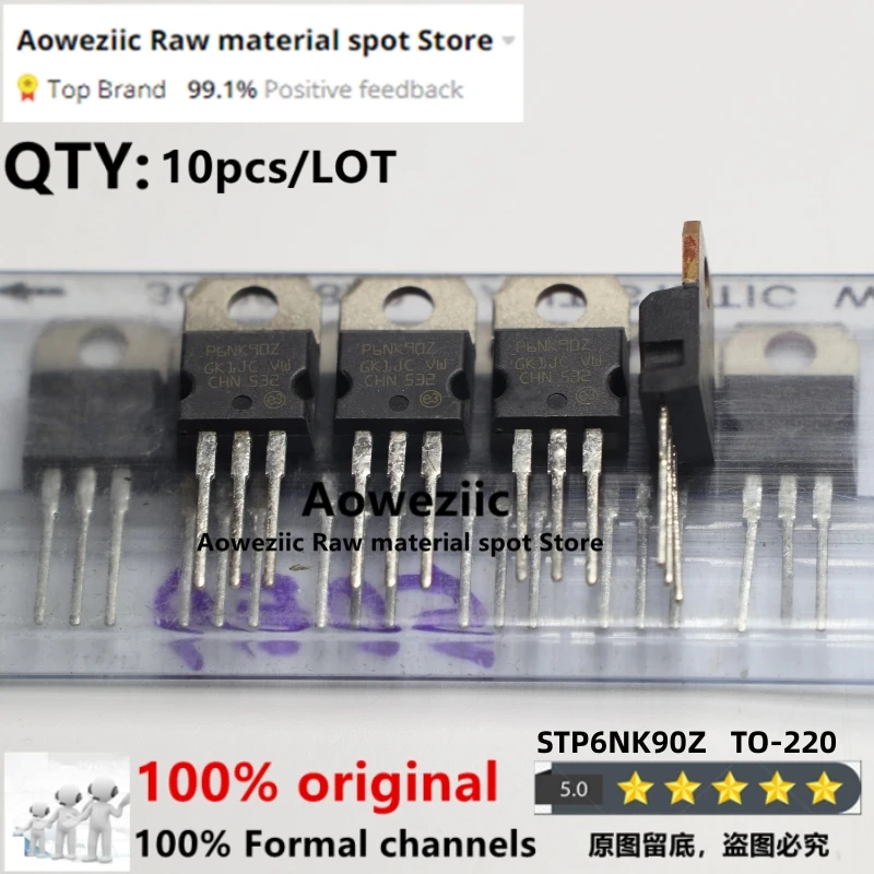 Aoweziic 100% New Imported Original STP6NK90Z P6NK90Z TO-220 6A 900V  Transistor  STP6NK90ZFP  P6NK90ZFP  TO-220F  6A 900V