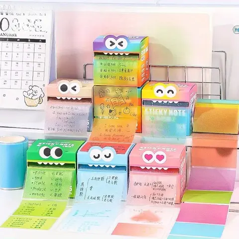 105 Sheets Pearlescent Sticky Notes Set with Dispenser Waterproof Self-Adhesive Translucent PET Memo Pads for School & Office