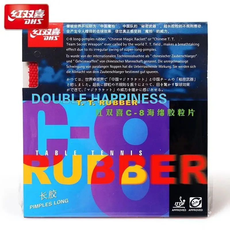 Genuine DHS C8 Table Tennis Rubber Original Defensive+ Loop Pips-long Topsheet OX DHS Ping Pong Sponge