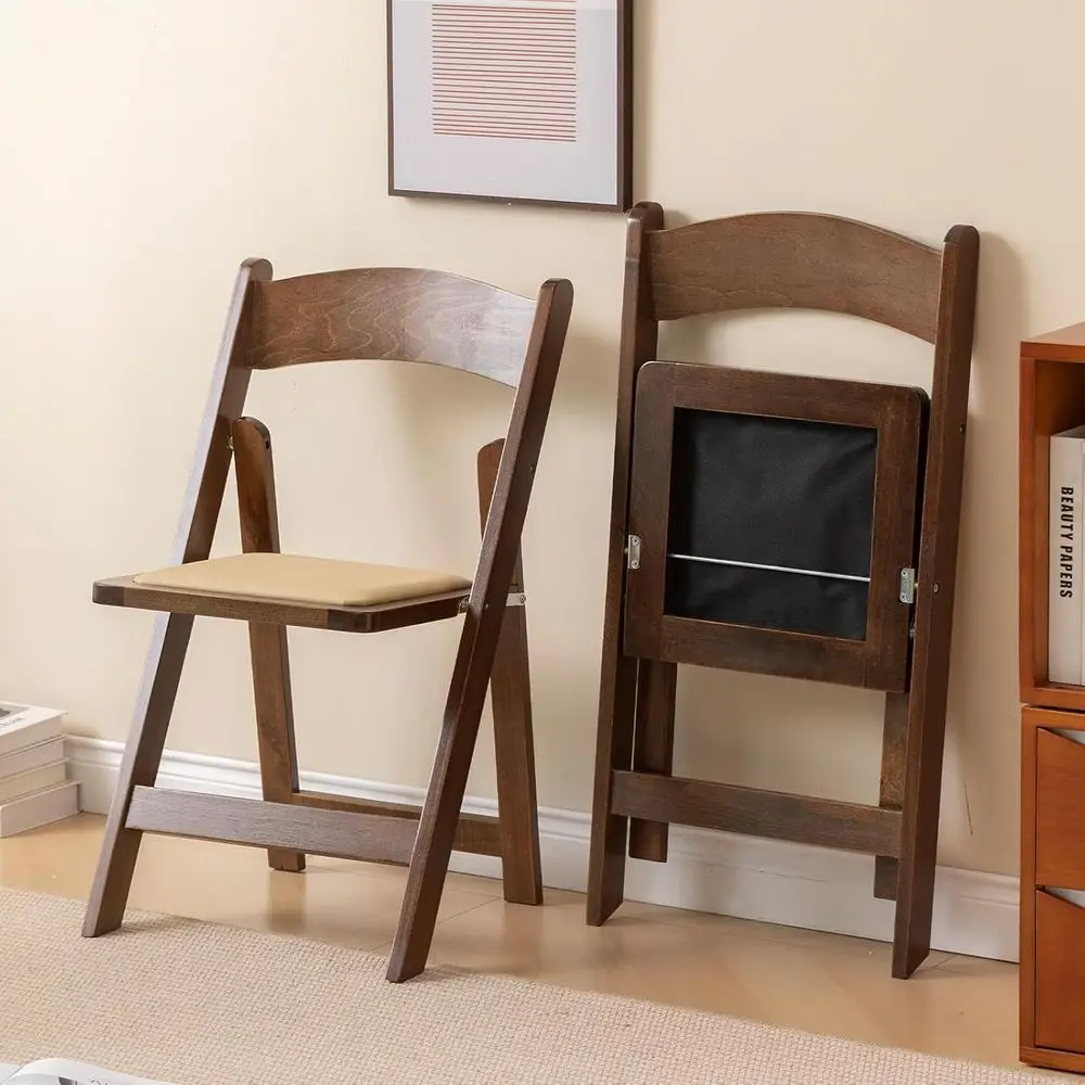

Wooden olding Chair with Sot Cushion, Simple and Stylish, Comortable and Durable, Suitable or Weddings, banquets and Events,Clas