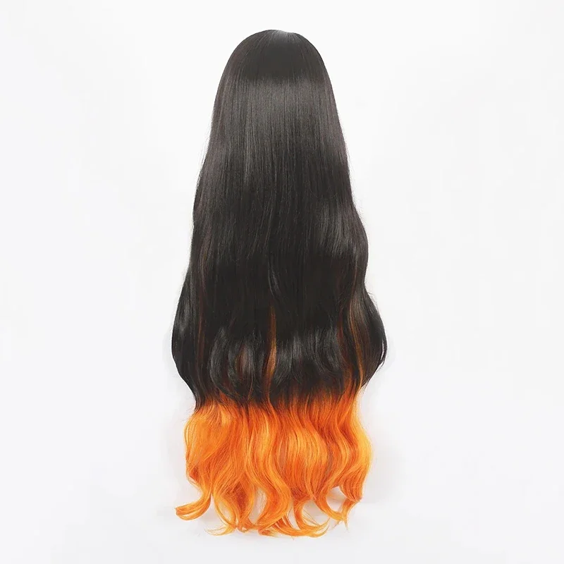 Lolita Cosplay perucas de cabelo sintético, longo, encaracolado, demônio Slayer, Kamado Nezuko, 4 cores