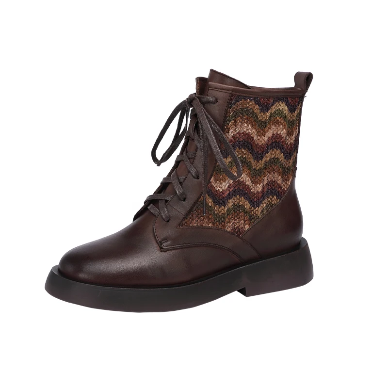 

Ladies Thick Heel Boots Women Round Toe Winter Medium Top Leather Boots